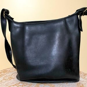 Black leather shoulder bag
